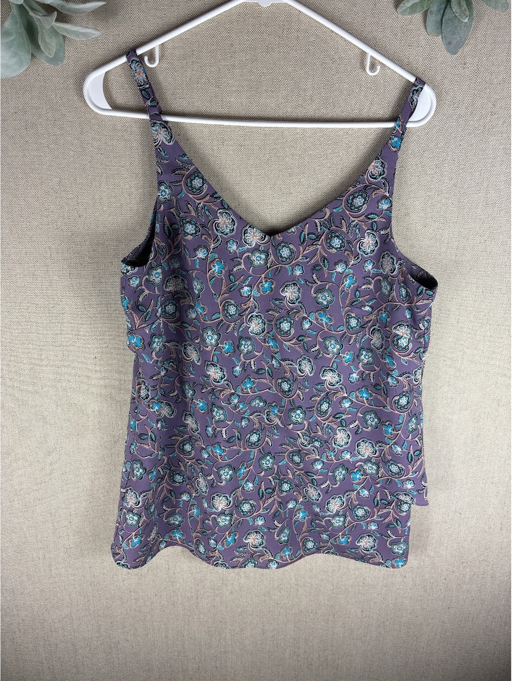 Cabi > Purple Floral Layered Tank Top Blouse Small